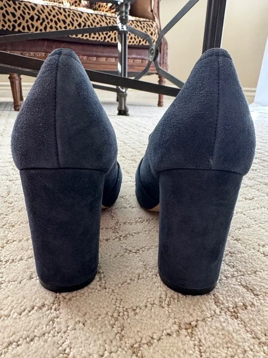 Marc Fisher Navy Suede Buckle Loafers - Picture 4 of 5